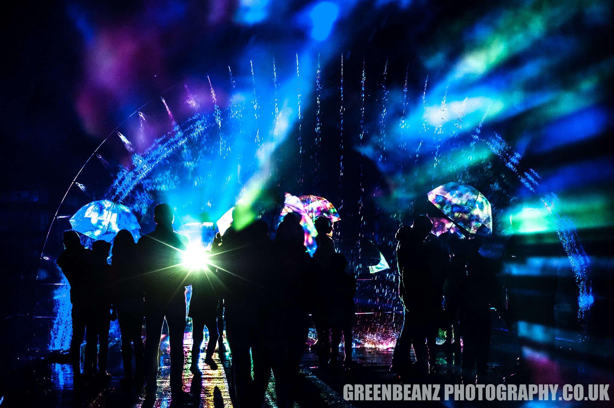 A rainbow of light in Plymouth at the Illuminate Light Festival in 2018