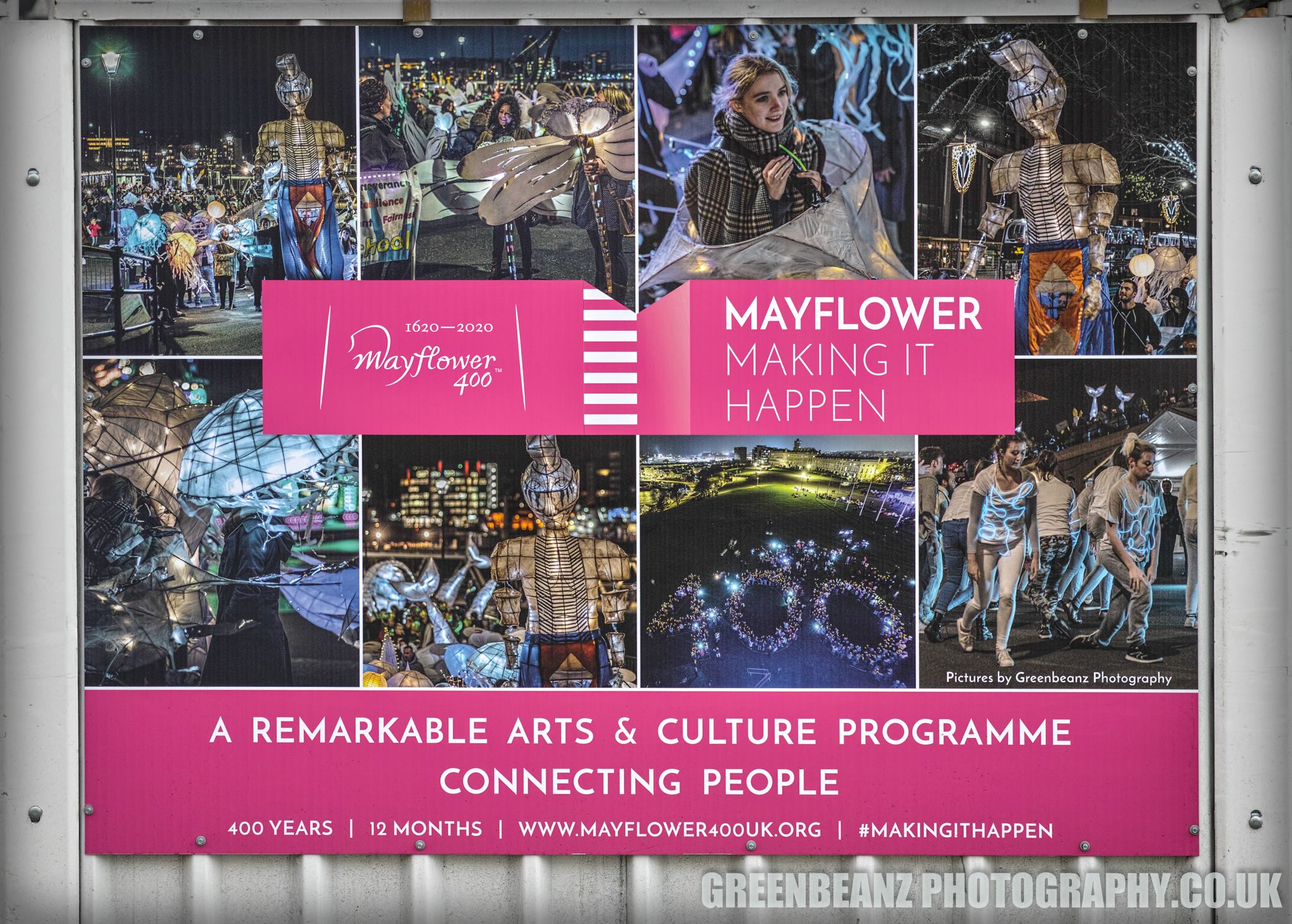 Mayflower 400 Billboard using Greenbeanz Photography Images Plymouth 2018