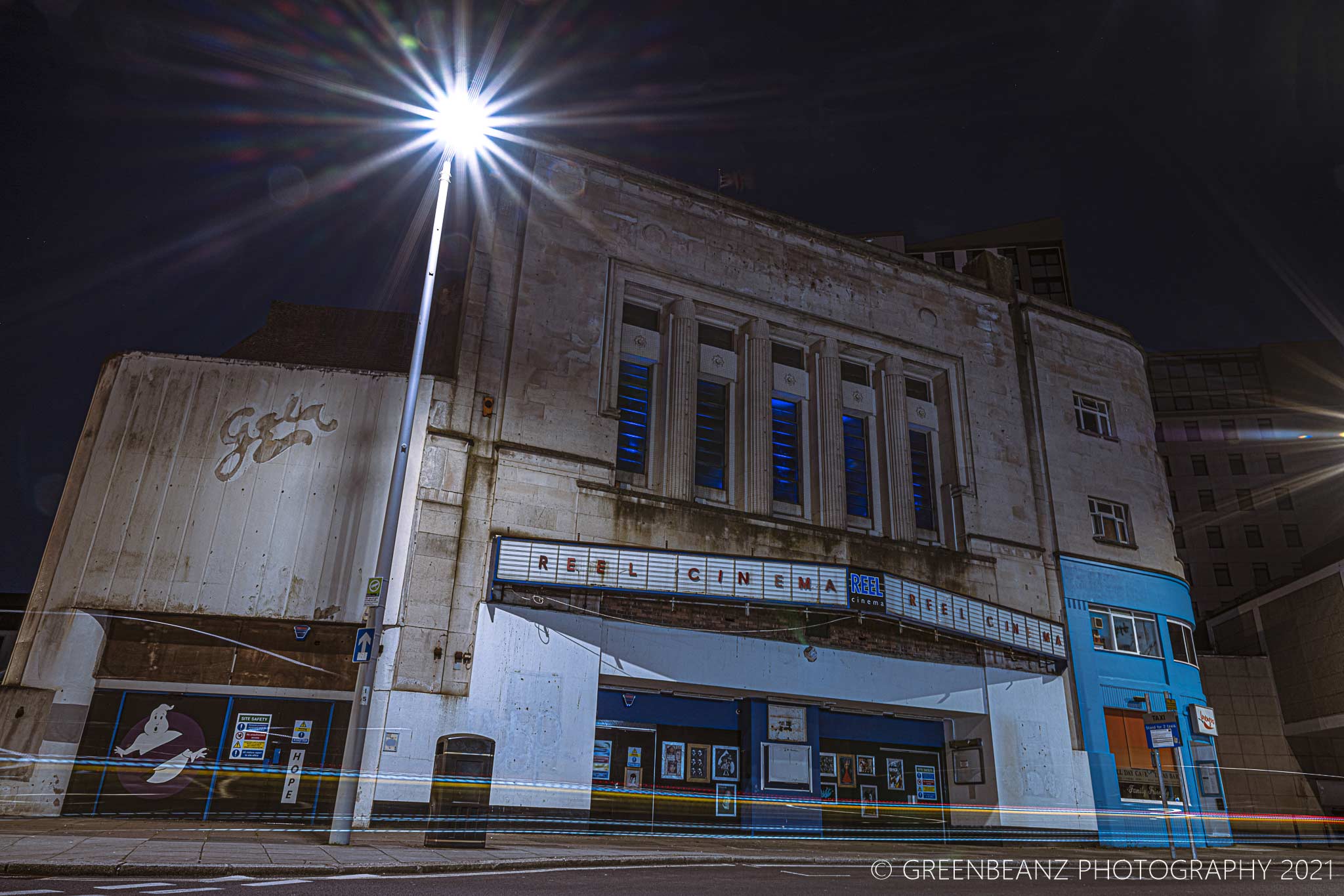 Reel Cinema Plymouth at night 2021