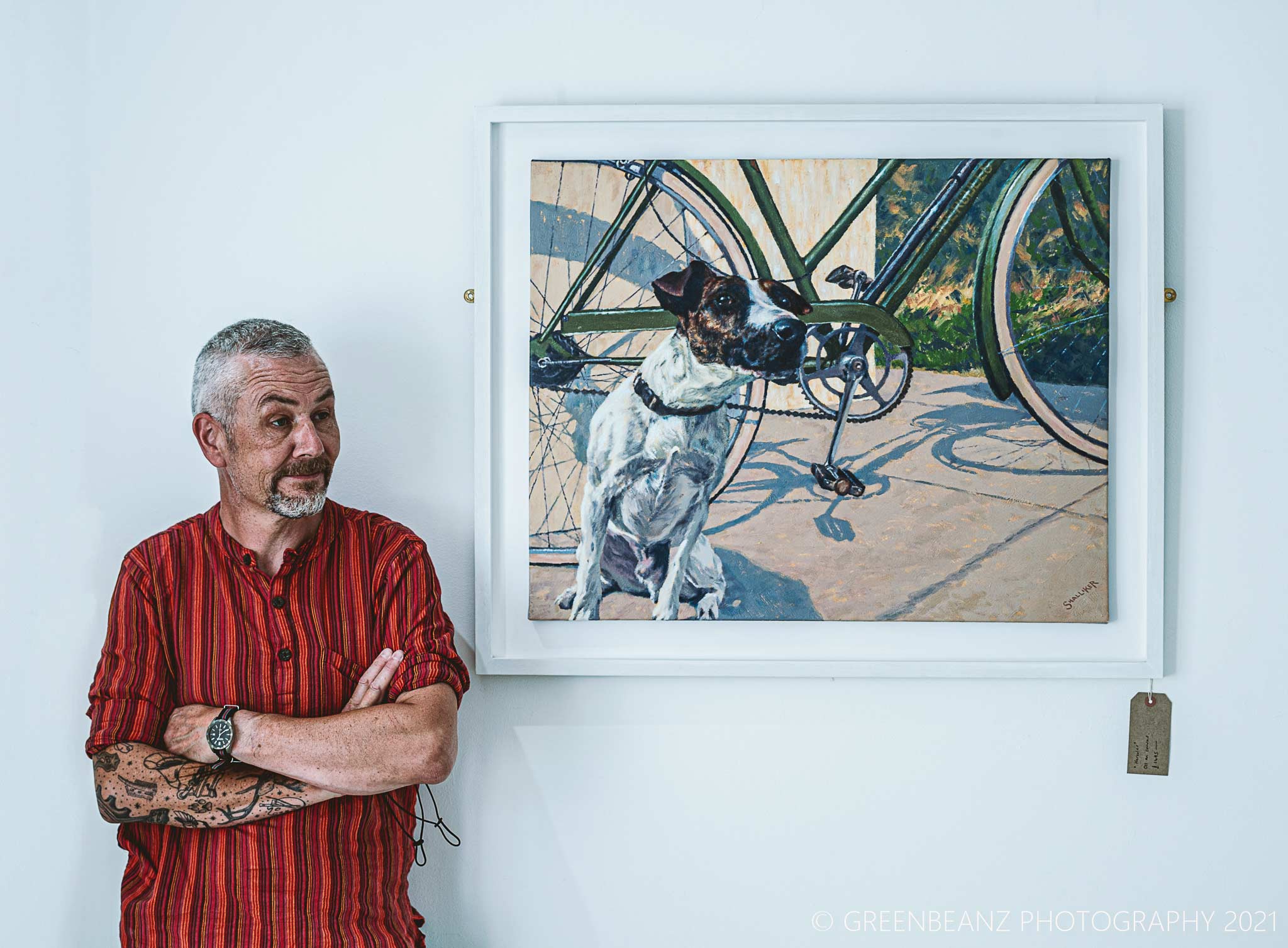 Ian Shalliker with his painting 'Hercules'