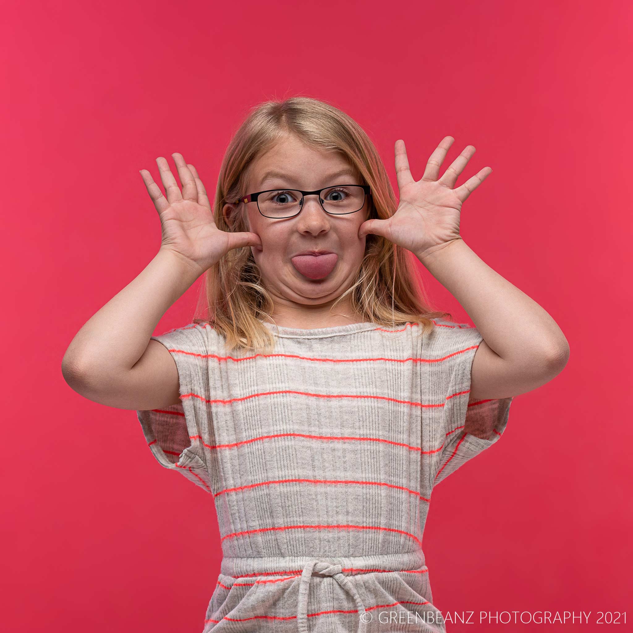 Plymouth Headshot of young girl actress pulling a funny face