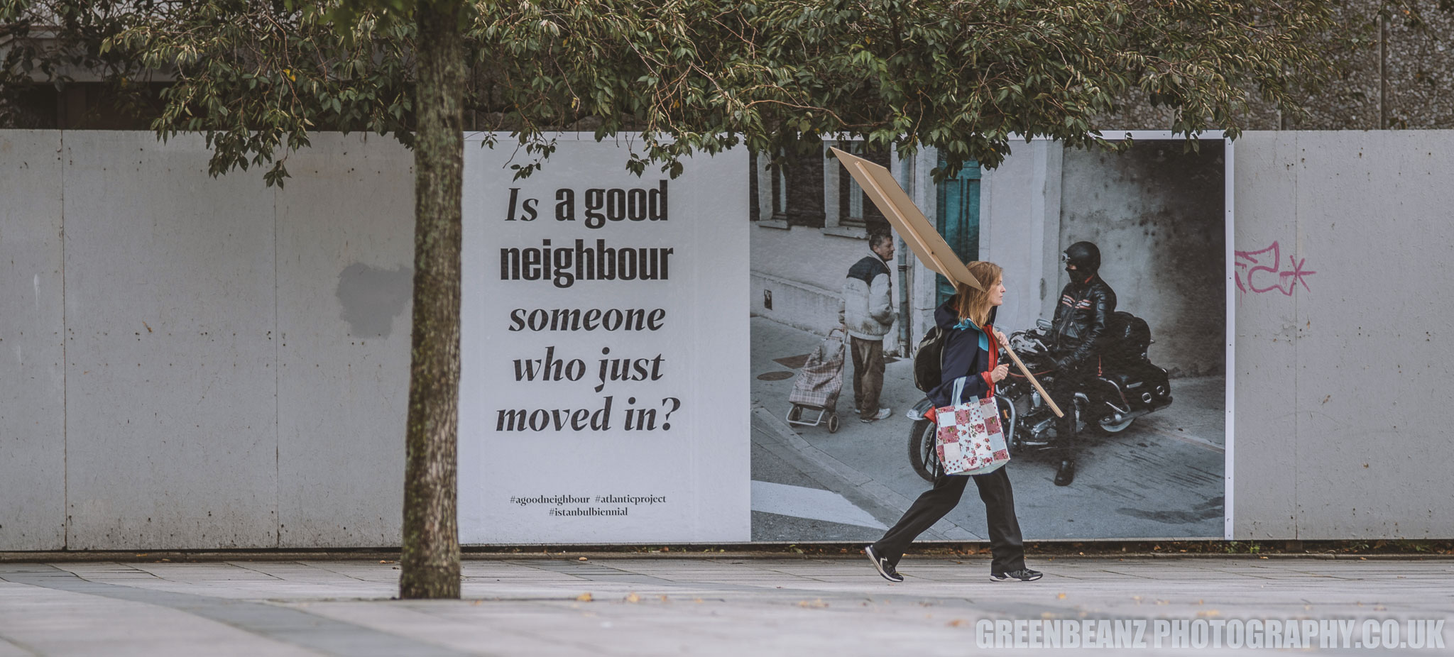 Plymouth Art Weekender 2017 Woman walking with protestsign