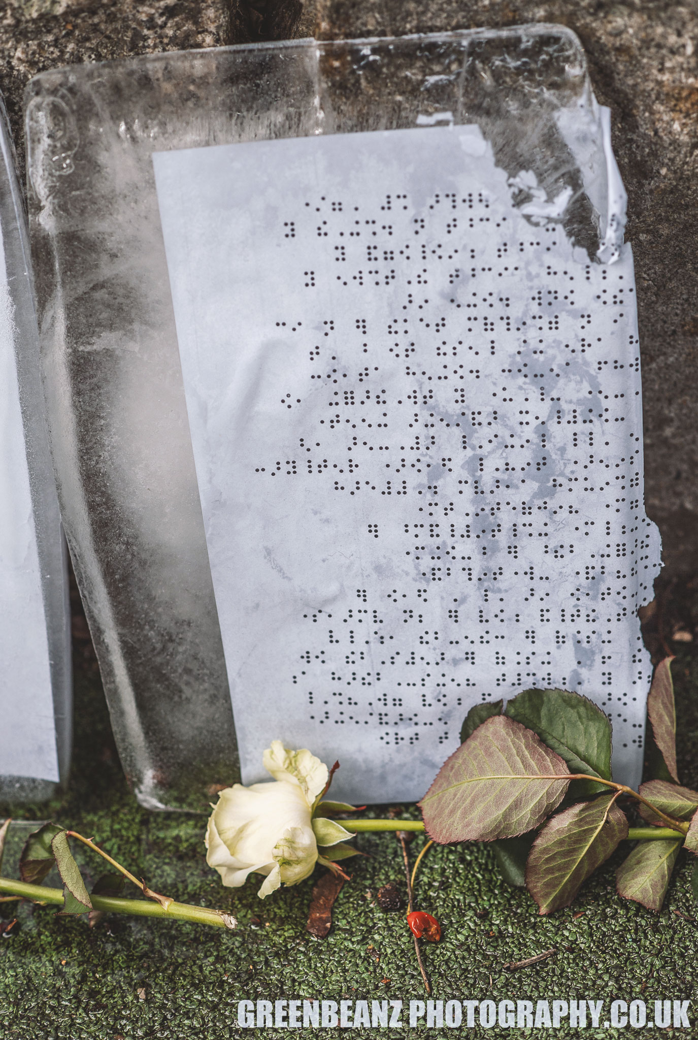 A rememberance ice slab from Laura Denning's work in Plymouth City Centre