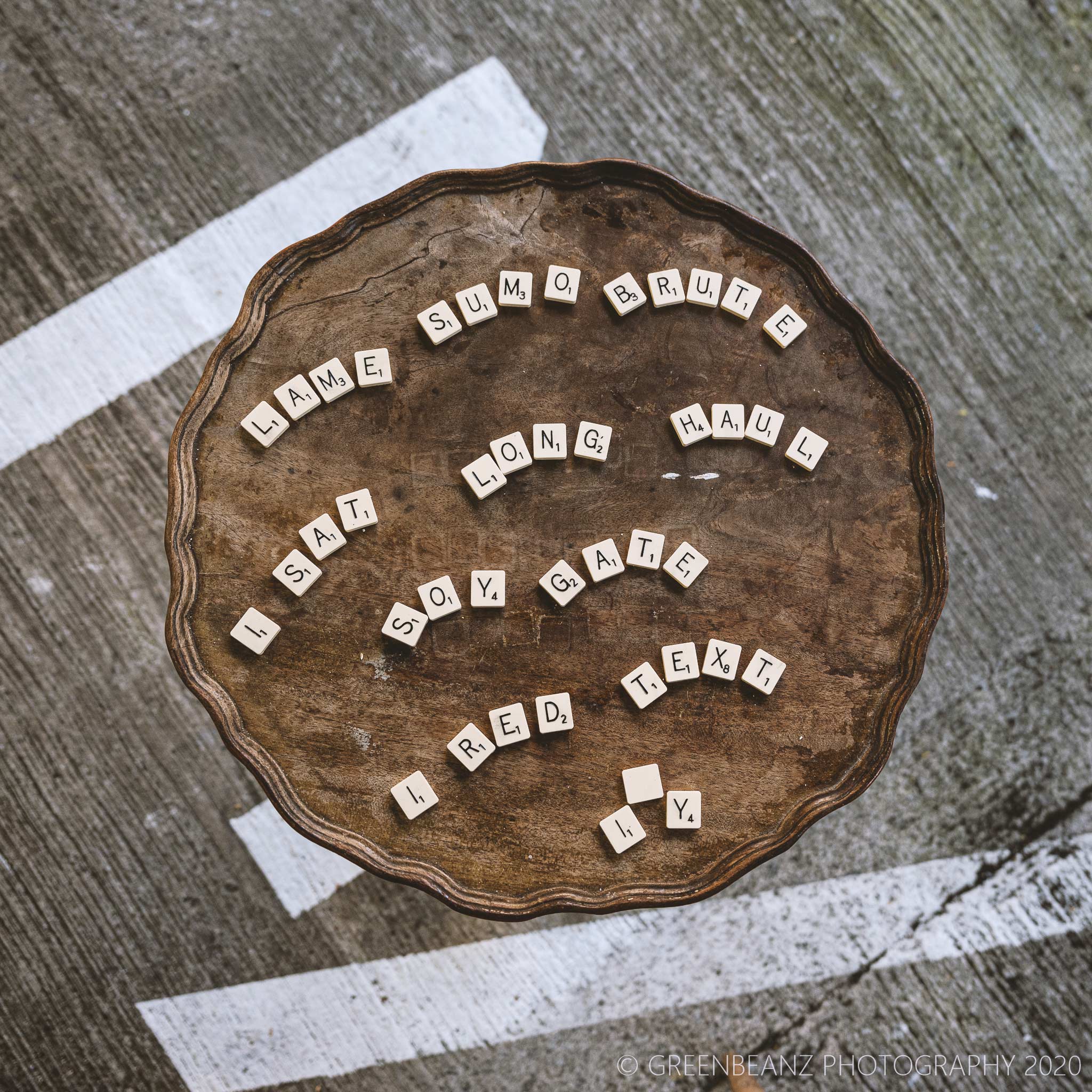 Playing with letters in The Theatre Royal Car Park in Plymouth City Centre