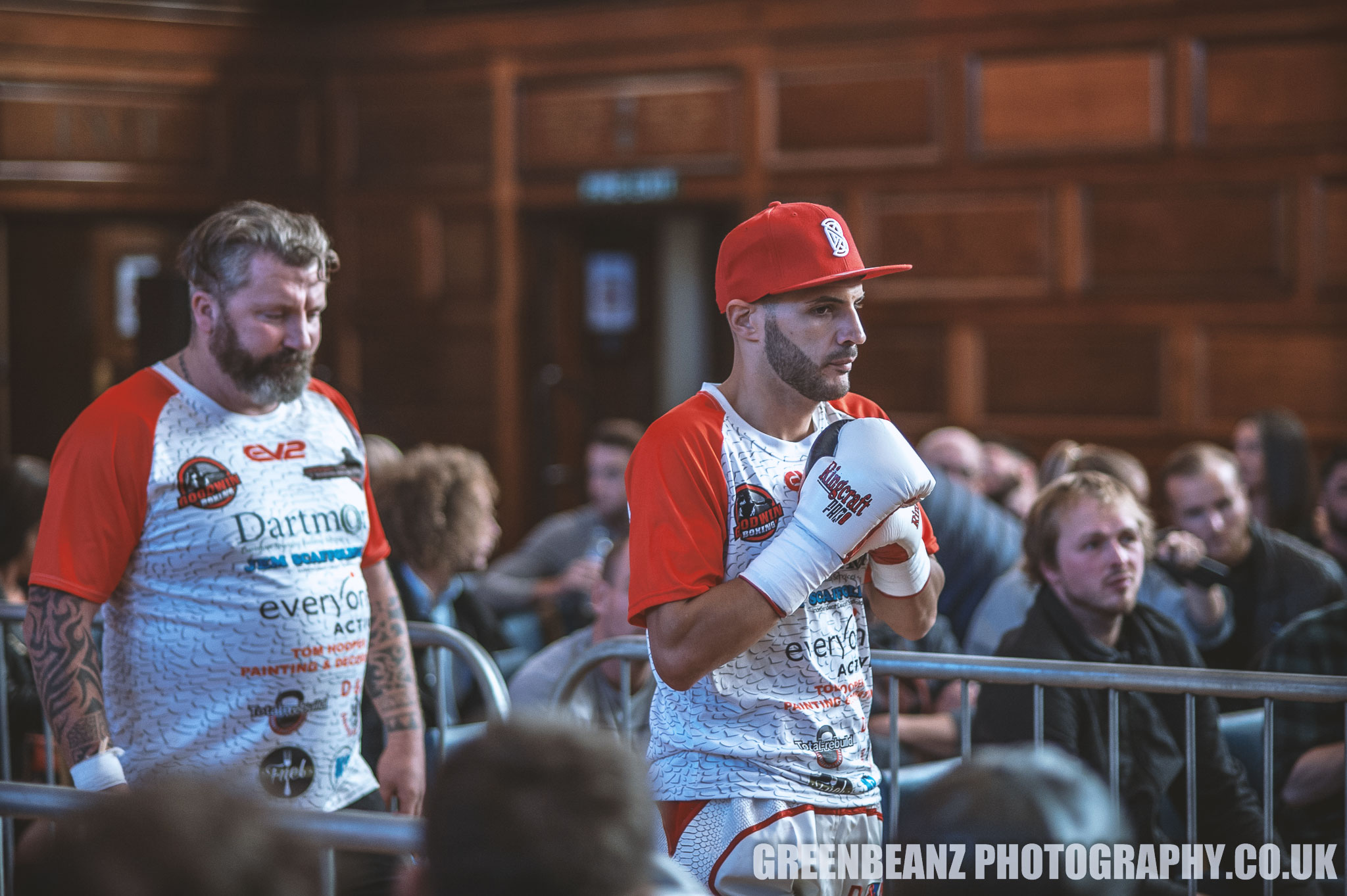 Carl Robson walks Darren Townley to the ring in Plymouth's Historic Guildhall