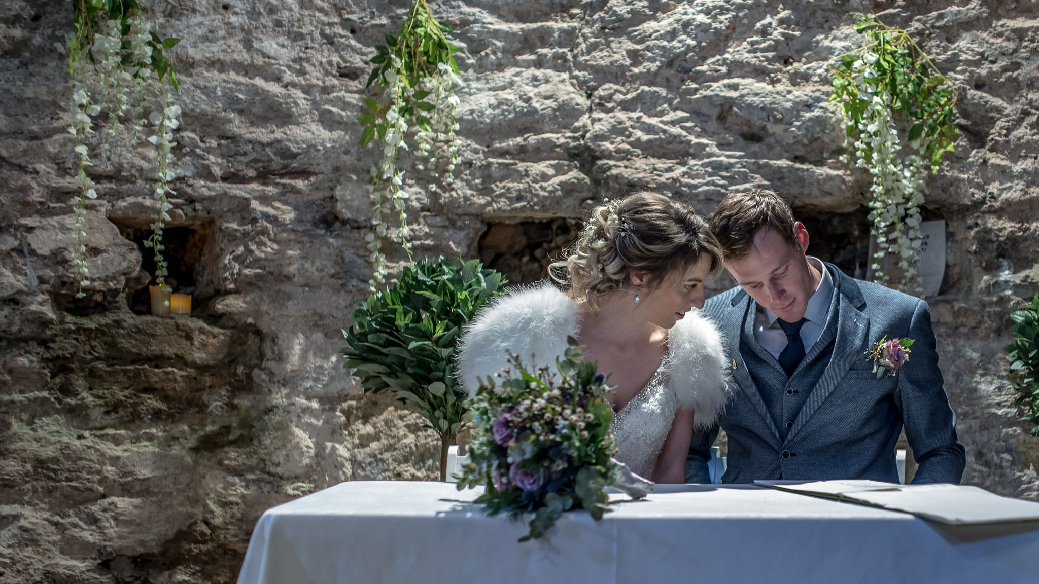  Plymouth Wedding Photography Couple inside Mount Batten Tower