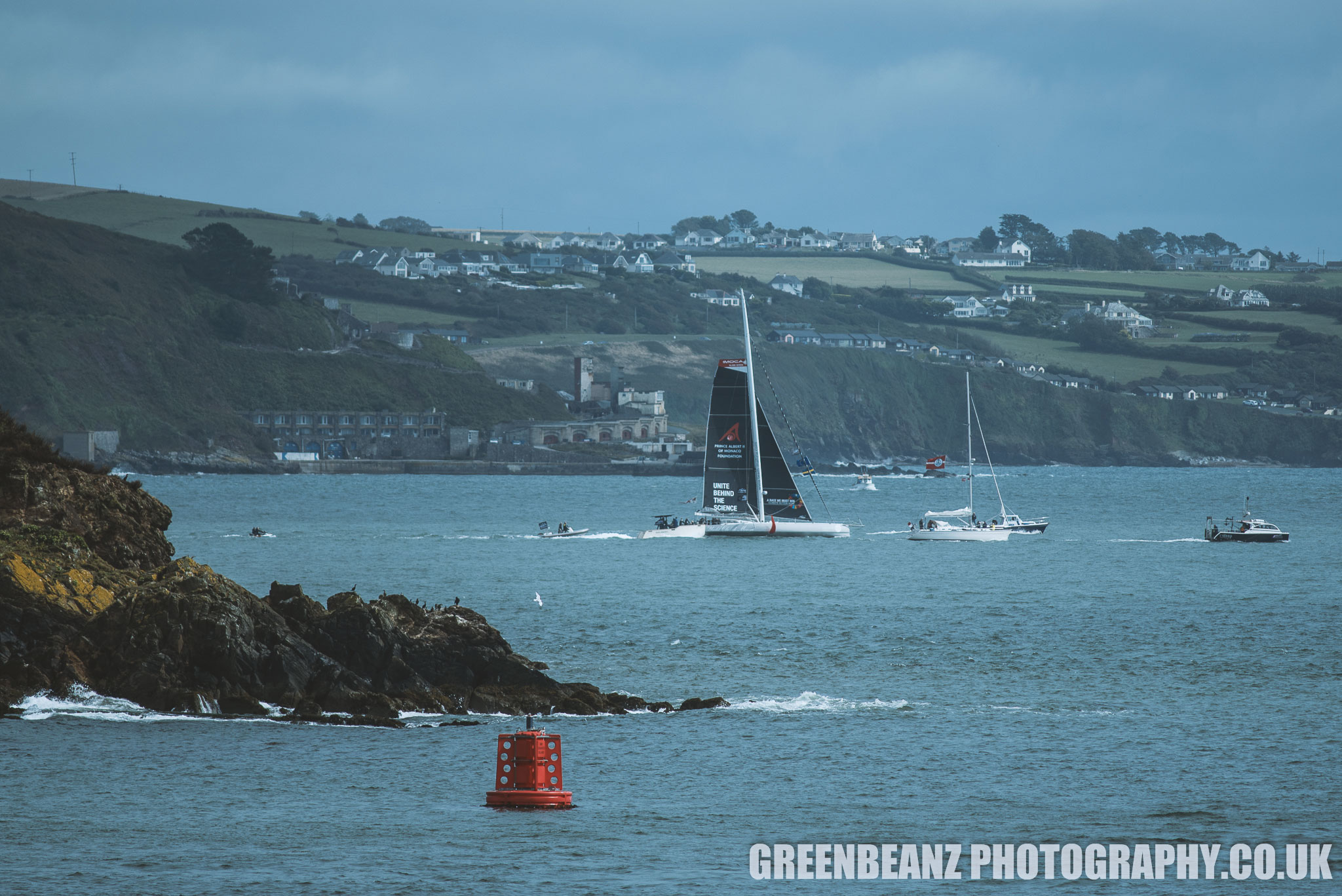  Malizia II in Plymouth Sound before heading out on a journey across the Atlantic