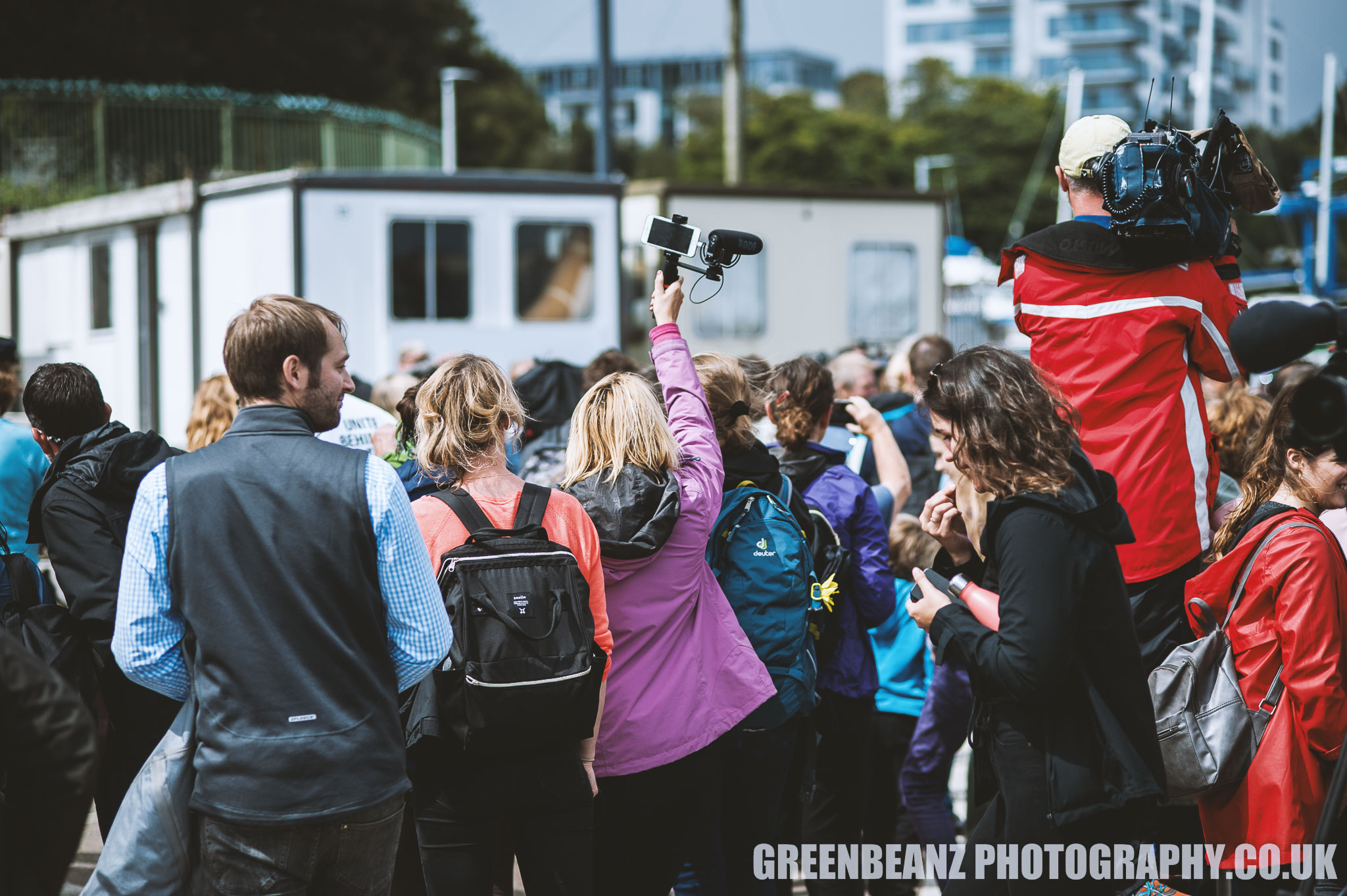 The International Press gather at Mayflower Marina for Greta Thunberg in 2019