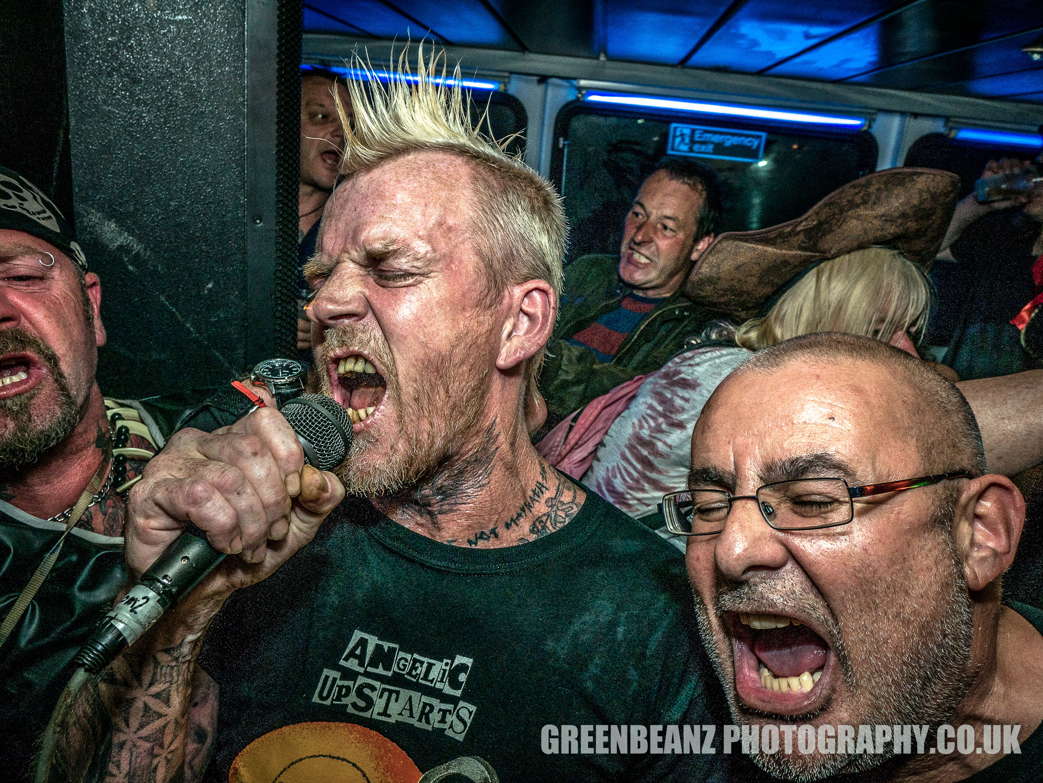 Punk fans singing on the 2017 Punks 'n 'Pirates boat trip