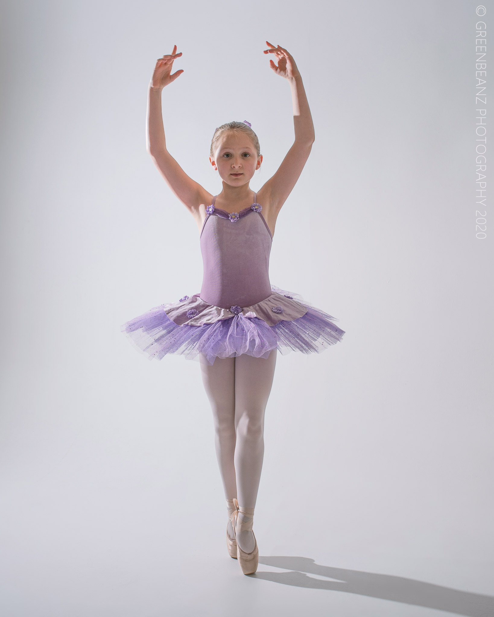 Young dancer Anastasia on point posing in Plymouth