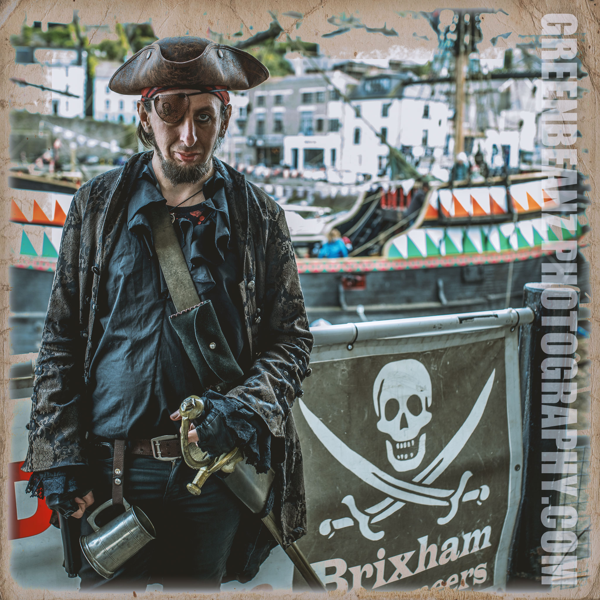 Torbay's Rich Sandford, Pirate, Actor, Model. Extra at Brixham Harbor