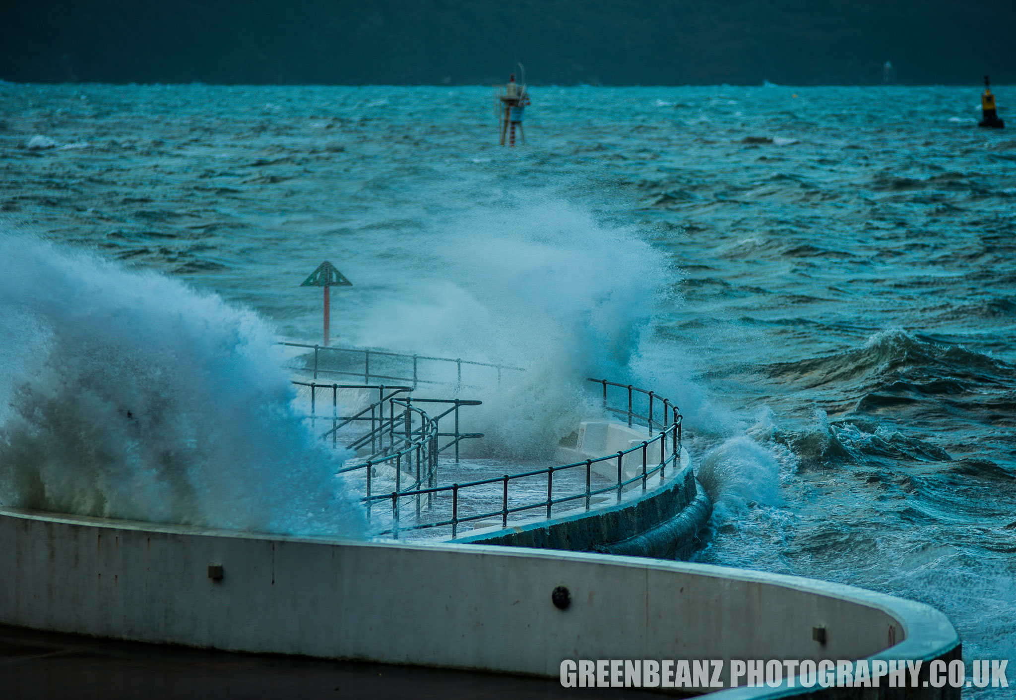 Waves in Plymouth photographed with a telephoto lens