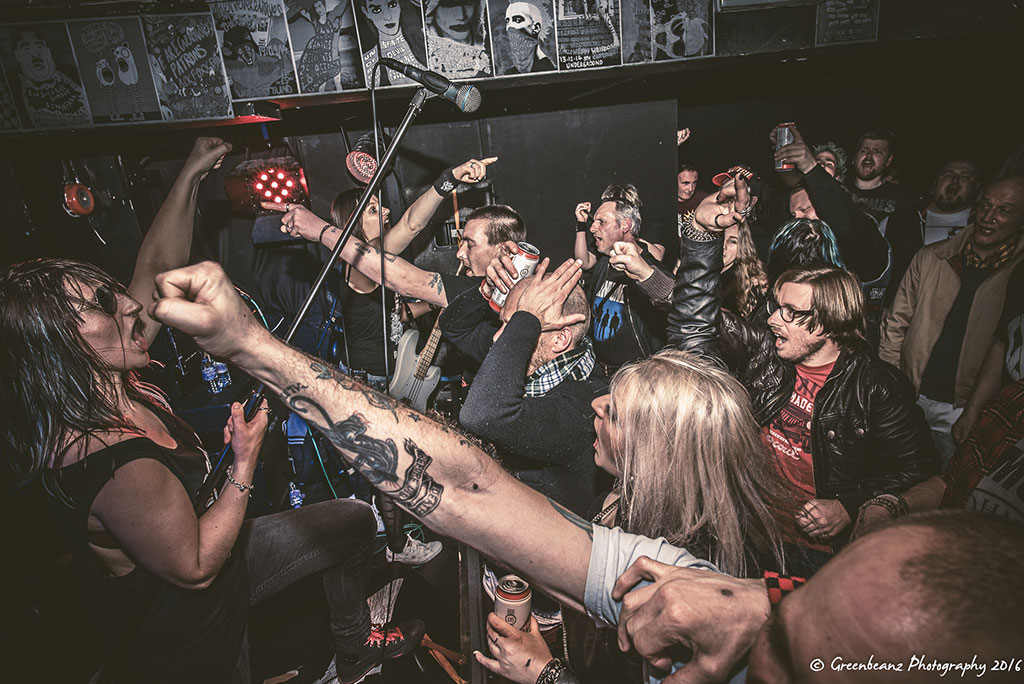 Ramonas UK Punk Rock Photograph of Ramonas Singer Cloey and fans at Underground Plymouth Music Venue