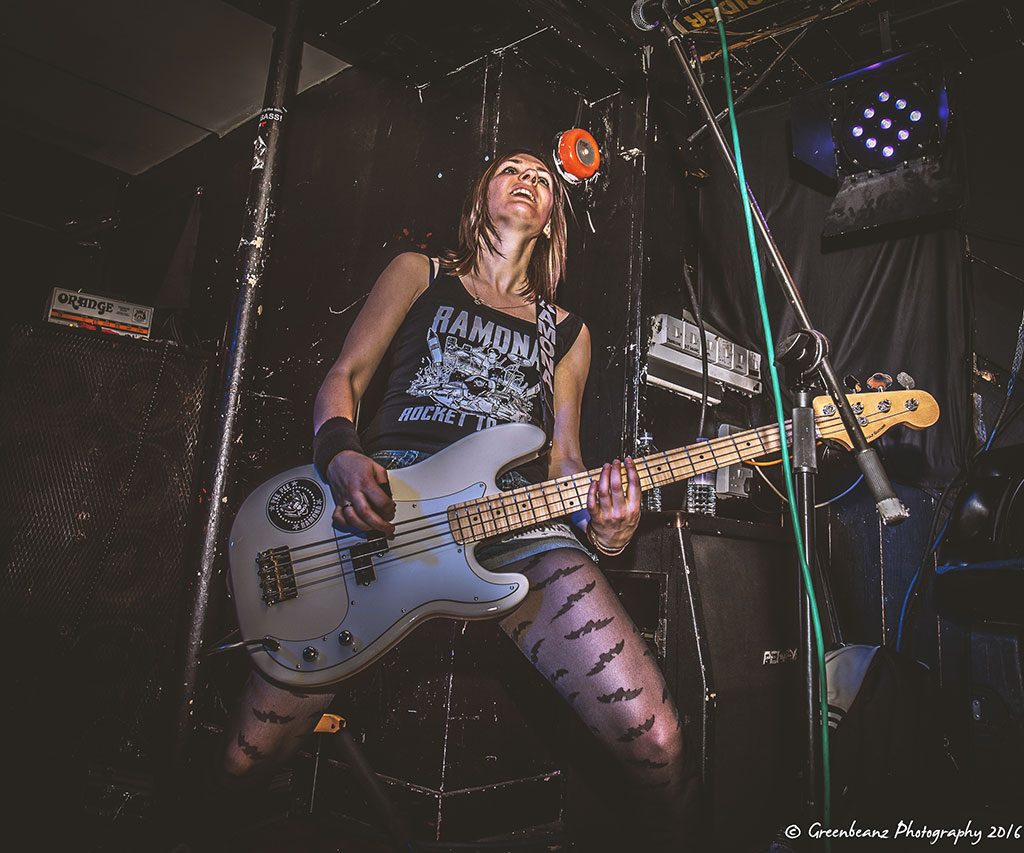  Plymouth UK Punk Rock Photography The Ramonas Bass Player Pee pee on stage at Underground Plymouth Music Venue