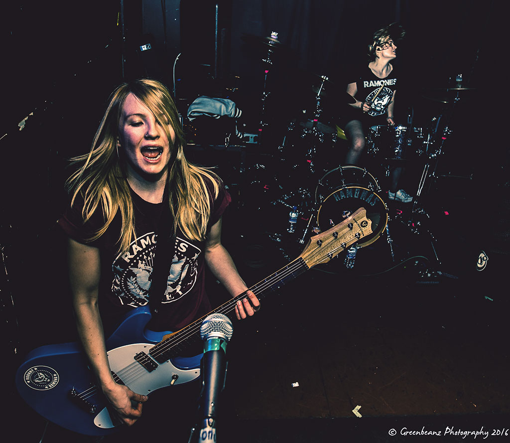  Music Photo UK Punk Rock The Ramonas Guitarist and Drummer on stage at Underground Plymouth  Venue