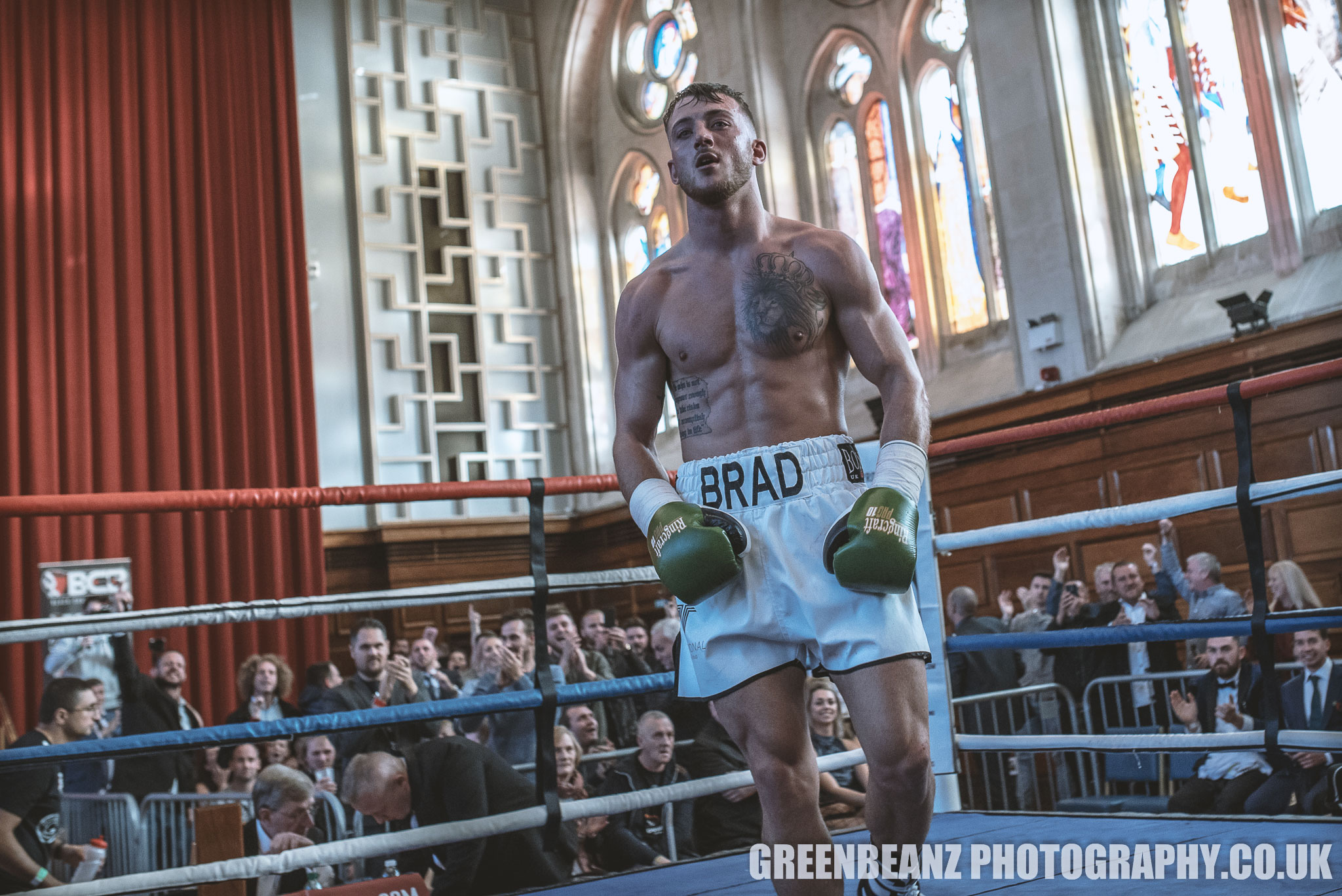 UK Boxer Brad Pauls applauded by his loyal travelling fans at Plymouth Guildhall