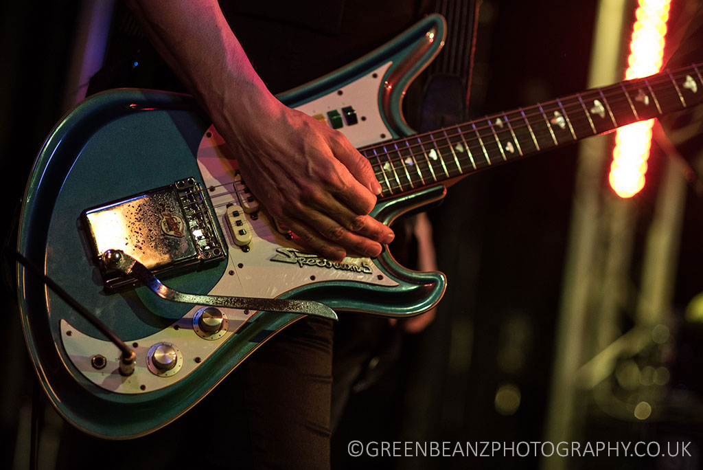 Teisco Spectrum 5 Guitar in blue played by THe Selecter guitarist Will Crewdson