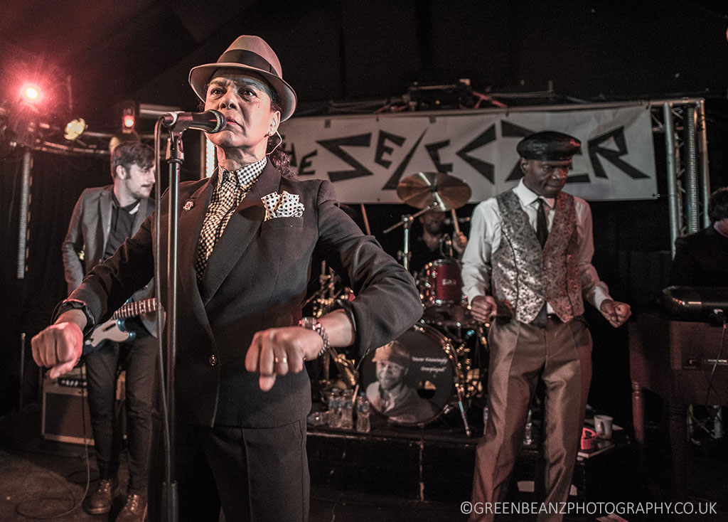 Pauline Black of UK Ska and Two-Tone band The Selecter performing in Plymouth