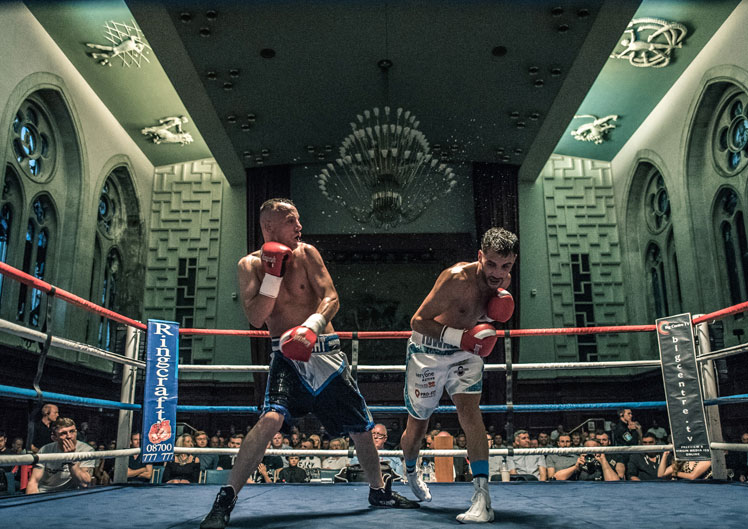 boxers fighting at Plymouth Guildhall 