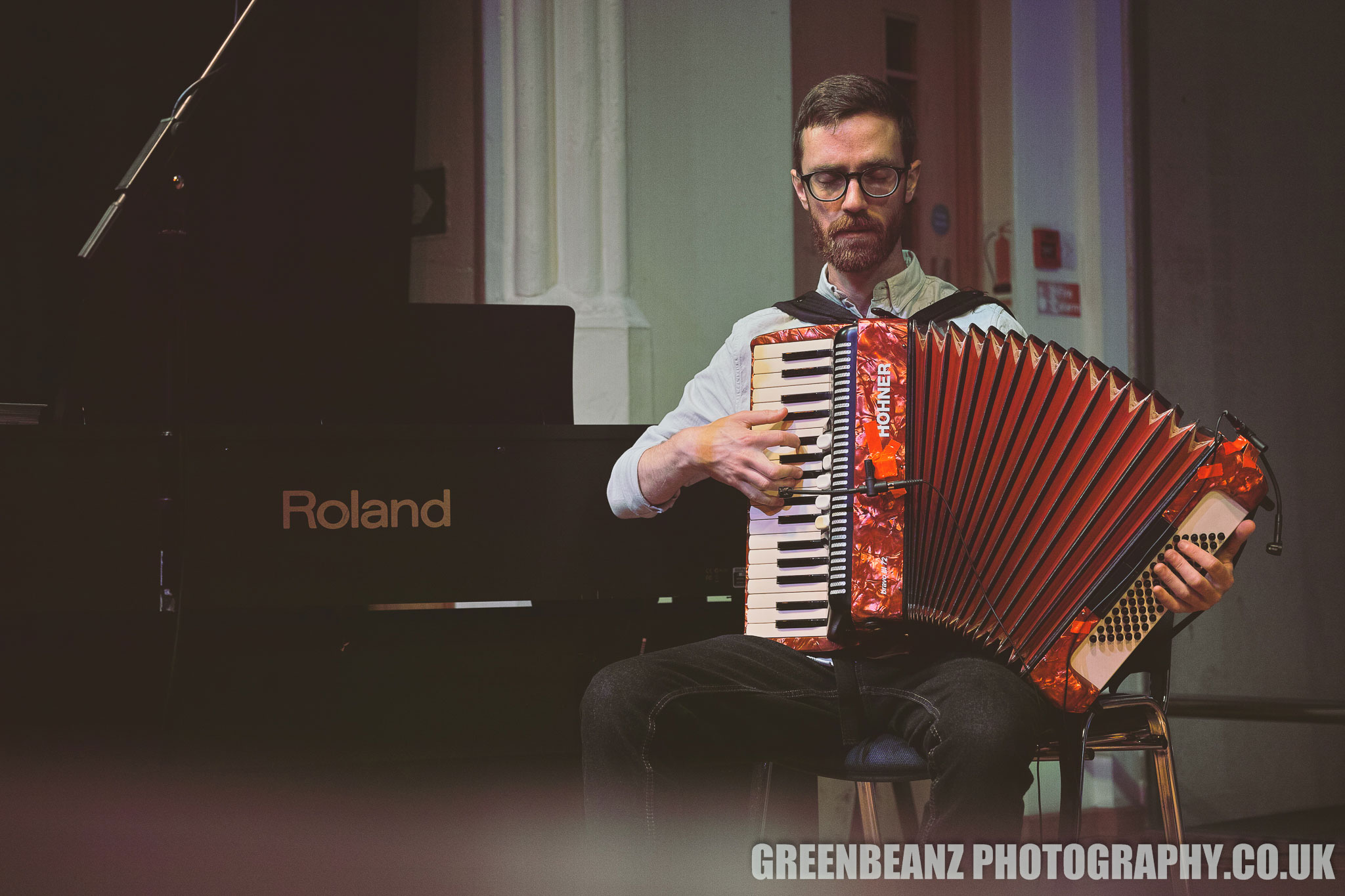 Fran Rowney playing at Piano Accordion at Calstock Arts in June 2019